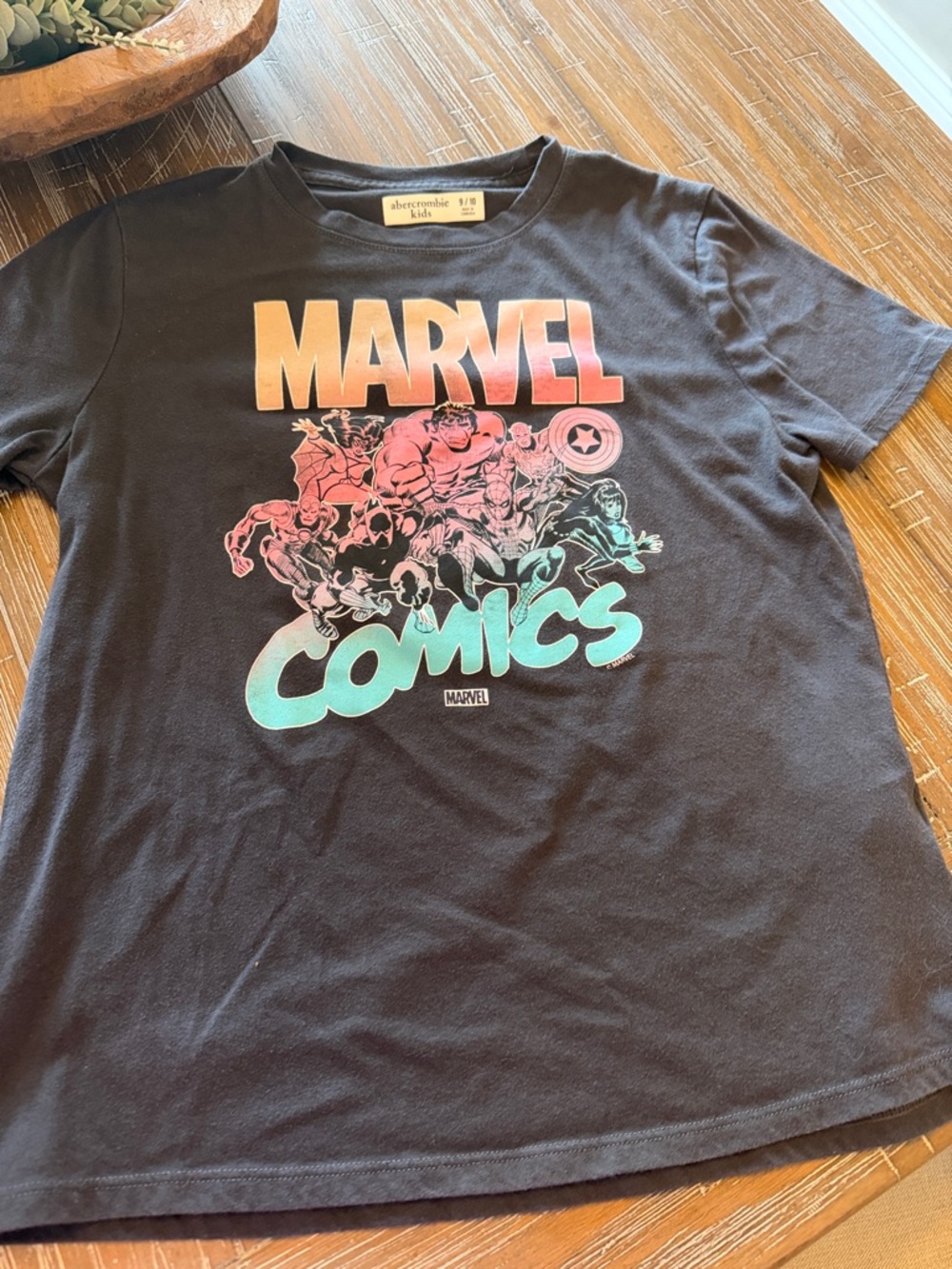 Abercrombie & Fitch Kids Marvel Comics Black Tee with Pink and Teal Print